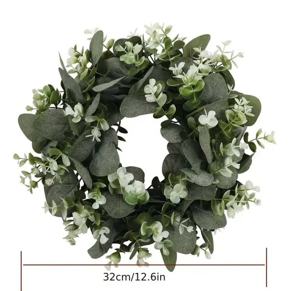 Artificial Eucalyptus Wreath 12.6” Faux Greenery Front Door or Wall Decor
